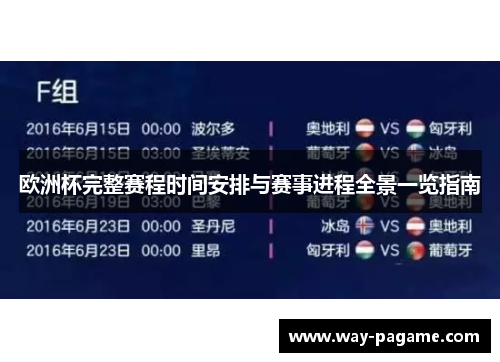 欧洲杯完整赛程时间安排与赛事进程全景一览指南